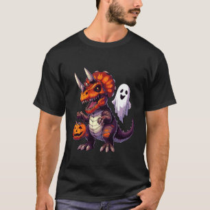 T-shirt Sac de bonbons fantôme de Triceratops d'Halloween