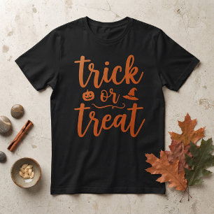 T-shirt Sac de Halloween noir et orange avec écriture Tric