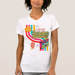 T-shirt Sac fourre-tout arc-en-ciel d'été rétro