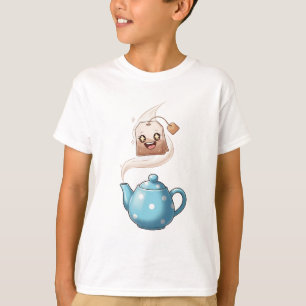 T-shirt Sachet de thé joyeux et enfants de la théière à po