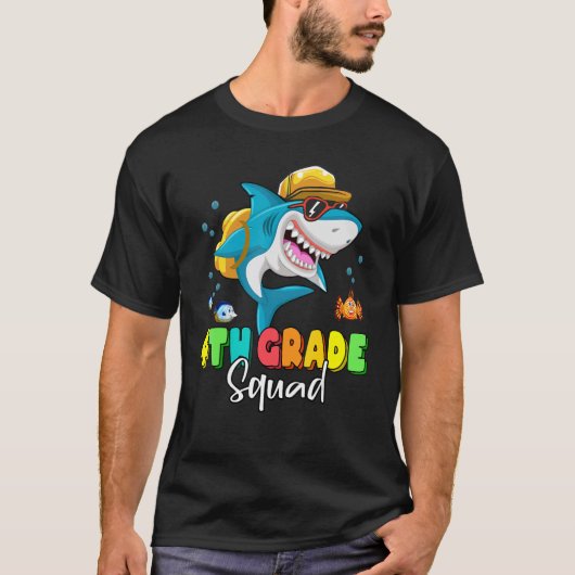 T-shirt Sacoche de requin de 4e année Retour à l'école gar (Devant)