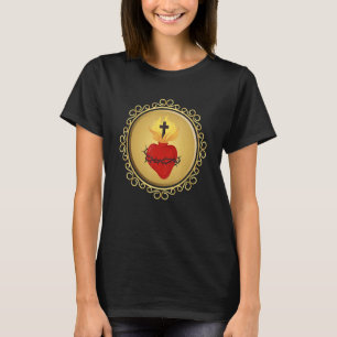T-shirt Sacré Coeur De Jésus Catholique Traditionnel Latin