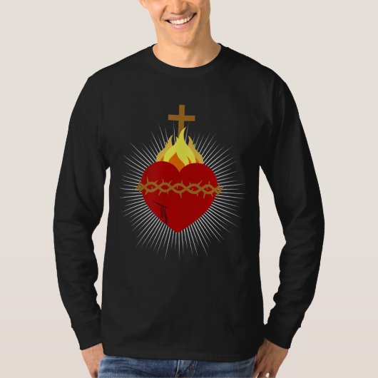 T-shirt Sacré Coeur De Jésus Chrétien Dévotion Catholique (Devant)