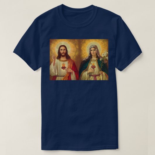 T-shirt Sacré Coeur et Immaculé Coeur Image Jésus et (Design devant)
