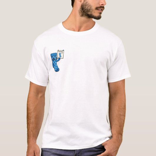 T-shirt Sad Blue Polka Dot Sock Character Holding Missing (Devant)