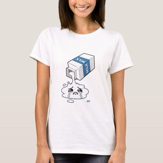 T-shirt Sad Crying Spilled Milk Carton Puddle Character (Devant)