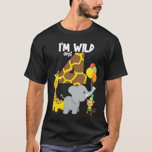 T-shirt Safari Jungle Animal pour le Zoo I'm Wild 4 Birthd