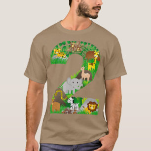 T-shirt Safari Jungle Zoo animaux Deuxième anniversaire nu