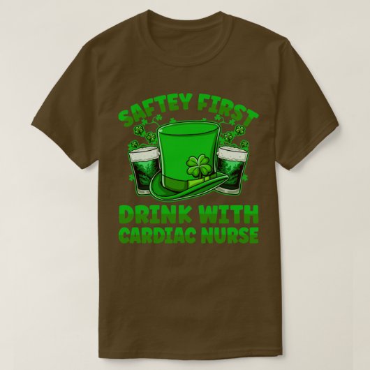 T-shirt Saftey Premier Boisson Avec Une Bière Infirmière C (Design devant)