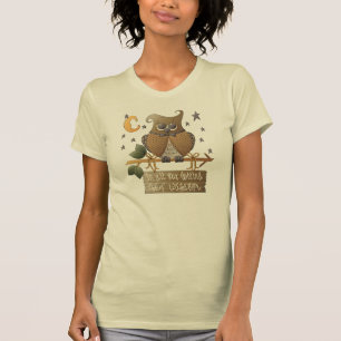 T-shirt sage du hibou des femmes vieux