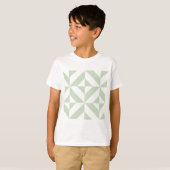 T-shirt Sage Green Geometric Deco Cube Pattern (Devant entier)