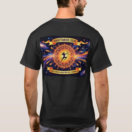 T-shirt Sagittarius 2026 Compass Zodiac Bow | Aim Beyond L (Dos)