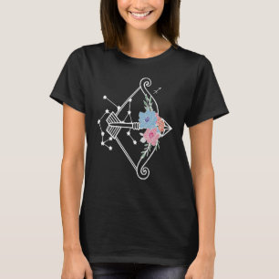 T-shirt Sagittarius Hippie Zodiac Fleurs Paix Amour Uni