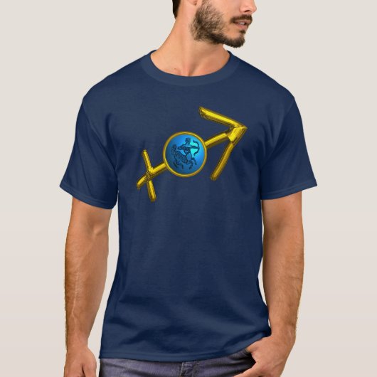 T-SHIRT SAGITTARIUS, SIGNE D'ANNIVERSAIRE DE ZODIAC BLEU O (Devant)