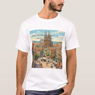 T-shirt Sagrada Familia Barcelone Espagne Voyage Art Vinta