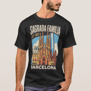 T-shirt Sagrada Familia Barcelone Espagne Voyage Rétro