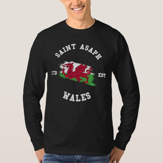 T-shirt SAINT ASAPH Wales Vintage Flag Badge (Devant)
