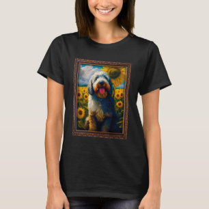 T-shirt Saint Berdoodle Peinture Tournesol Fleur Maman Fem