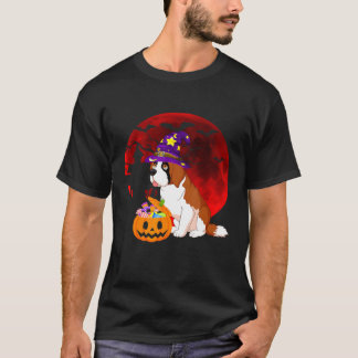 T-shirt Saint Bernard Chien avec sorcière Casquette bonbon