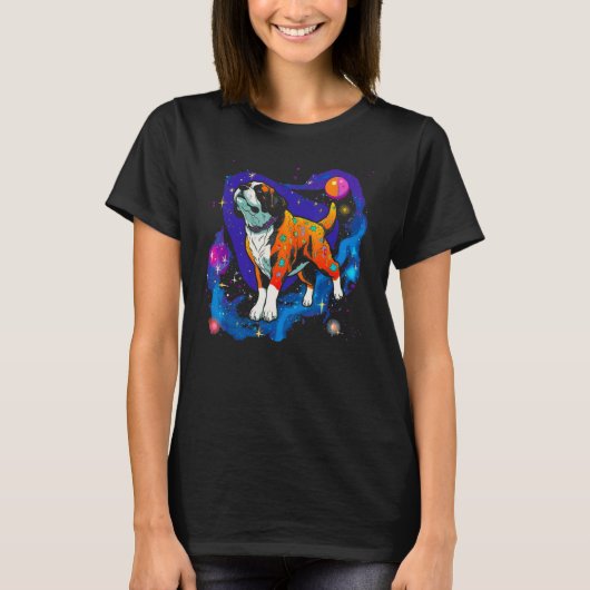 T-shirt Saint Bernard Chien dans l'espace (Devant)