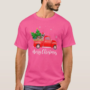 T-shirt Saint Bernard Chien équitation Camion Rouge Noël