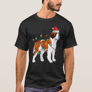 T-shirt Saint Bernard Chien Santa Chapa Lumières Noël Paja