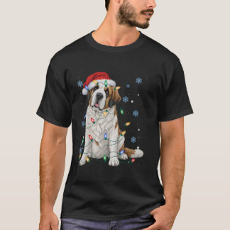 T-shirt Saint Bernard Chien Santa Chapg Arbre de Noël Lumi