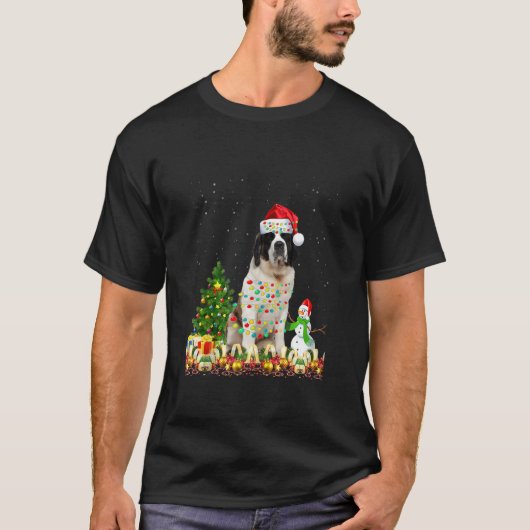 T-shirt Saint Bernard Chien Santa Chapg Chien de Noël Ligh (Devant)