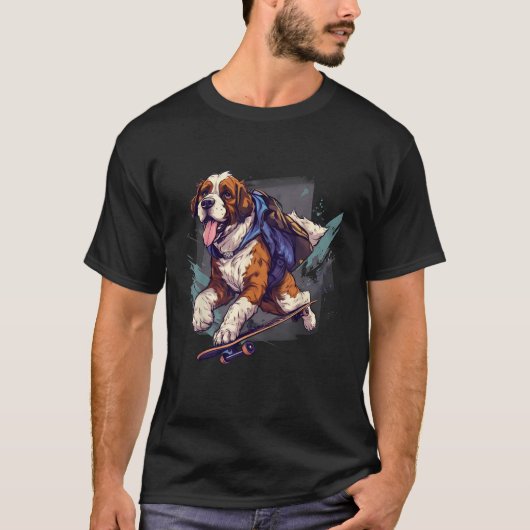 T-shirt Saint-Bernard de skateboard rétro (Devant)