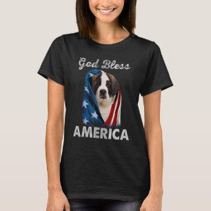 T-shirt Saint Bernard Dog américain Drapeau 4 juillet Do