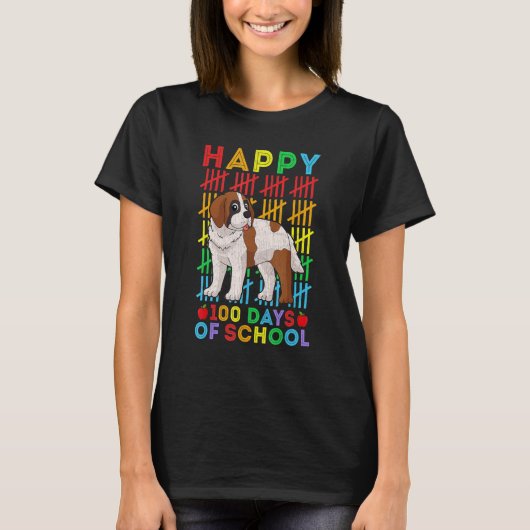 T-shirt Saint Bernard Dog Enseignant Étudiant Heureux 100  (Devant)