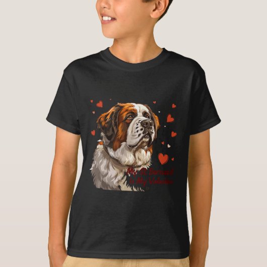 T-shirt Saint Bernard Est Ma Valentine Mignonne Propriétai (Devant)