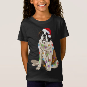 T-Shirt Saint Bernard Feux de Noël Xmas Amoureux des chien
