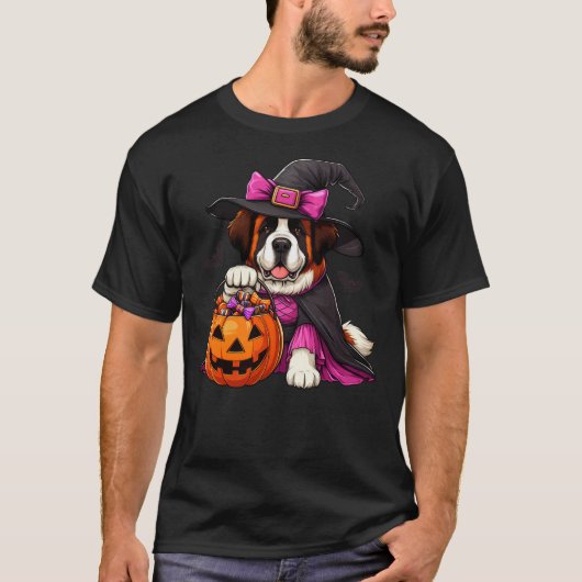 T-shirt Saint Bernard Halloween Witches Costume For Lover  (Devant)