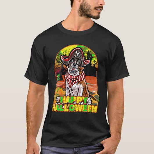 T-shirt Saint Bernard Happy Costume d'Halloween Pirate (Devant)