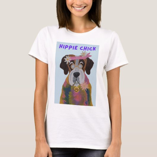 T-shirt Saint Bernard Hippie Fille (Devant)