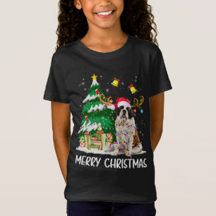T-Shirt Saint Bernard Lampes de Noël Arbre Père Noël Xmas 