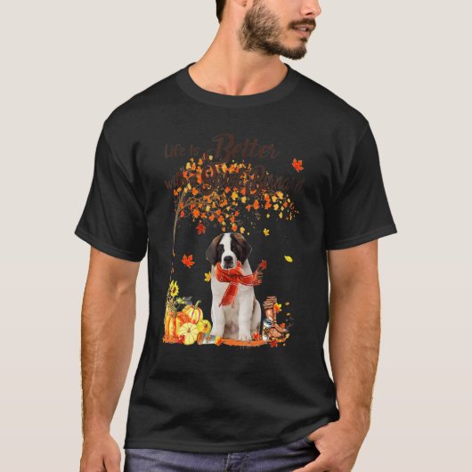 T-shirt Saint Bernard Maple Tree Thanksgiving Day mignon c (Devant)