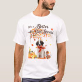 T-shirt Saint Bernard Maple Tree Thanksgiving Day mignon c (Devant)