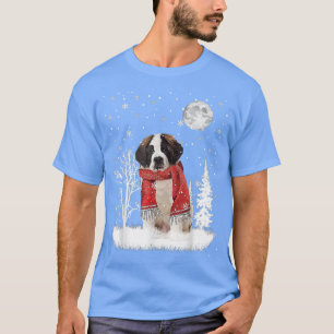 T-shirt Saint Bernard sous la neige au clair de lune Noël