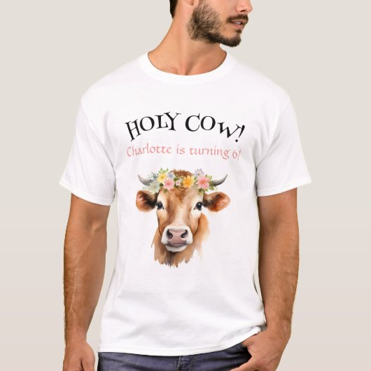 T-shirt Saint-Cow Jersey Vache Floral Fille Anniversaire (Devant)