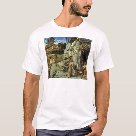 T-shirt Saint Francis dans le désert par Giovanni Bellini (Devant)