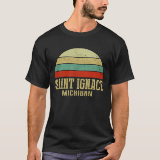 T-shirt SAINT IGNACE MICHIGAN Vintage Retro Sunset