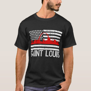 T-shirt Saint Louis Firefighter Red Line Skyline American