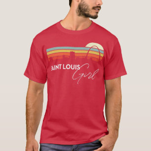 T-shirt Saint Louis Girl Retro Sunset City Skyline Souveni