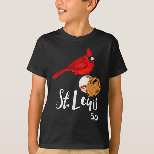 T-shirt Saint Louis Red Cardinal Number 50 Baseball Art (Devant)