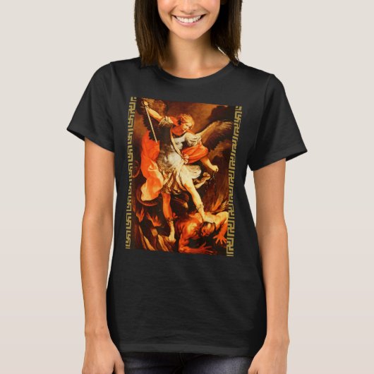 T-shirt Saint Michael Defeating Satan Archangel Warrior (Devant)