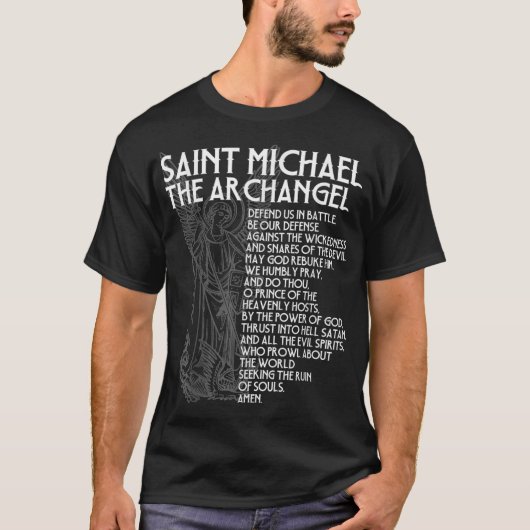 T-shirt Saint Michael l'Archange Prière Tradit catholique (Devant)