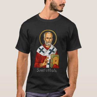 T-shirt Saint Nicholas orthodox serbian letter icon 