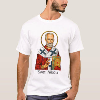 T-shirt Saint Nicholas orthodox serbian letter icon 
